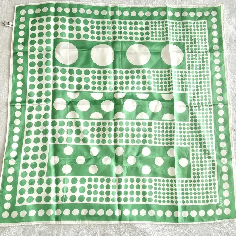 Vintage Scarf Vera Neumann Scarf Green White Polka Dot MCM Mod Retro Japan